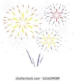 firework on white background, can be use for celebration, party, and new year event. vector illustration.