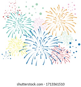 Firework on white background, can be used for celebration, party, and new year event. vector illustration.colorful firework.