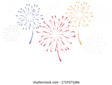 Firework on white background, can be use for celebration, party, and new year event. vector illustration.colorful firework.