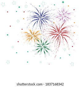 Firework on white background, can be use for celebration, party, and new year event. vector illustration.colorful firework.