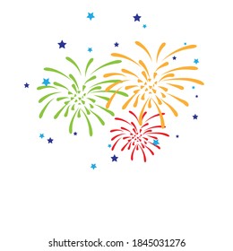 Firework on white background, can be use for celebration, party, and new year event. vector illustration.colorful firework.