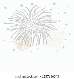 Los fuegos artificiales sobre fondo blanco, pueden ser usados para celebración, fiesta y evento de año nuevo. ilustración vectorial.fuegos artificiales coloridos.