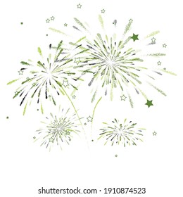 fuegos artificiales sobre fondo blanco, pueden ser usados para celebración, fiesta y evento de año nuevo. ilustración vectorial.