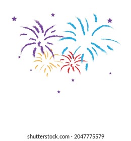 Firework on white background, can be use for celebration, party, and new year event. vector illustration.colorful firework.