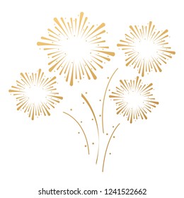 Firework on white background for celebration, party, and new year event. Vector illustration