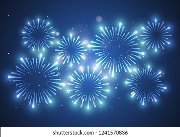 Firework on white background for celebration, party, and new year event. Vector illustration