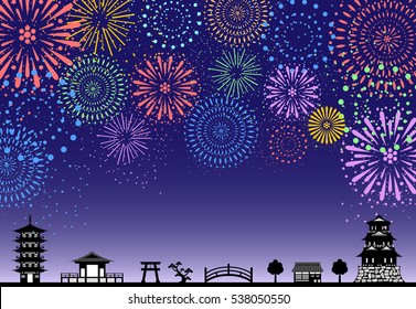 fuegos artificiales sobre la antigua ciudad 
