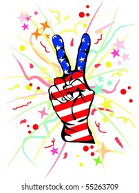 Firework Peace sign with USA flag