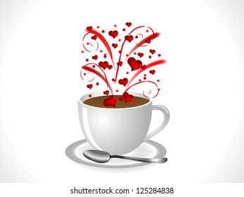 Firework with red hearts in coffee cup