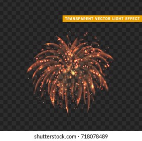 Firework red isolated. Xmas decoration. Holiday design element. Bright realistic firework with transparent background effect. vector illustration