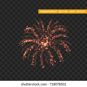 Firework red isolated. Xmas decoration. Holiday design element. Bright realistic firework with transparent background effect. vector illustration