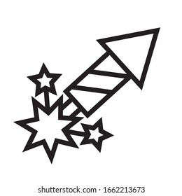 firework rocket april fools day line style vector illustration design