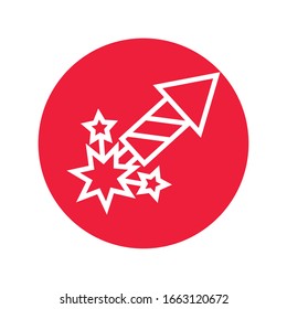 firework rocket april fools day line style vector illustration design