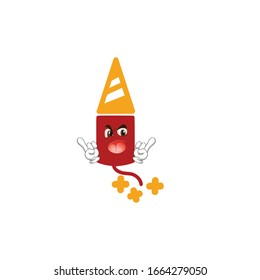 firework rocket cartoon characters design with expression. you can use for stickers, pins, mascot or patches