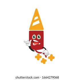 caricaturas de cohete incendiario de diseño con expresión. se puede utilizar para pegatinas, pasadores, mascotas o parches