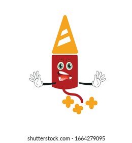 firework rocket cartoon characters design with expression. you can use for stickers, pins, mascot or patches