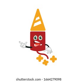 firework rocket cartoon characters design with expression. you can use for stickers, pins, mascot or patches