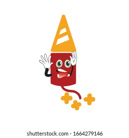 firework rocket cartoon characters design with expression. you can use for stickers, pins, mascot or patches