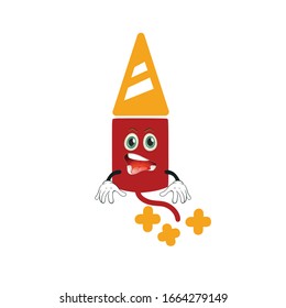 caricaturas de cohete incendiario de diseño con expresión. se puede utilizar para pegatinas, pasadores, mascotas o parches