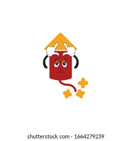 firework rocket cartoon characters design with expression. you can use for stickers, pins, mascot or patches
