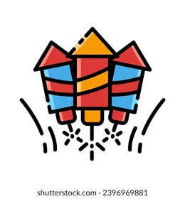 Firework Rocket Color Icon Vector Illustration