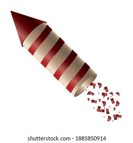 firework rocket with confetti celebration party icon vector illustration design