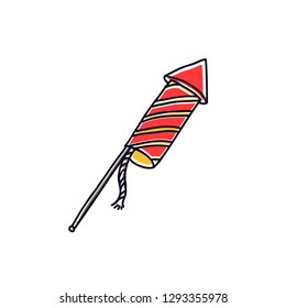 firework rocket doodle icon