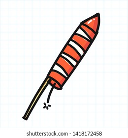 firework rocket doodle icon - Vector