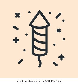 Firework Rocket Explosion Minimal Flat Line Outline Stroke Icon Pictogram Symbol