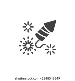 Firework rocket explosion vector icon. filled flat sign for mobile concept and web design. Firework rocket glyph icon. Symbol, logo illustration. Vector graphics