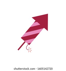 firework rocket flat style icon vector illustration design