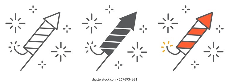 Firework rocket icon, independence day and christmas, firecracker sign vector graphics, editable stroke linear icon, eps 10