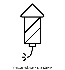 Icono de cohete de fuegos artificiales en diseño de estilo de contorno moderno. Ilustración vectorial aislada en fondo blanco.