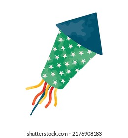Feuerwerk-Rakete-Symbol auf weißem Hintergrund