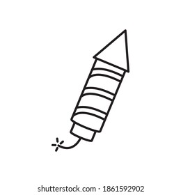 icono del cohete de fuegos artificiales sobre fondo blanco, estilo de línea, ilustración vectorial
