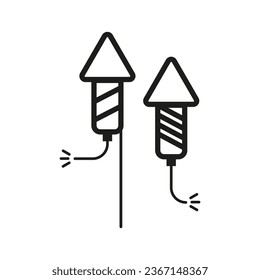 Firework rocket icon set. Vector illustration. EPS 10.