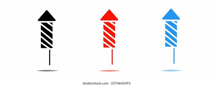 Firework rocket icon with shadow. Vector illustration.