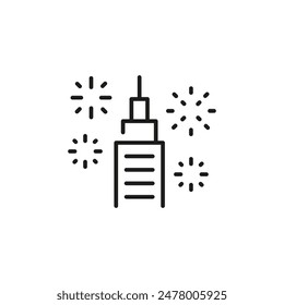 Firework Rocket icon. A simple vector illustration of a firework rocket, capturing the dynamic motion of ignition and flight. Ideal for festive designs related to celebrations. Vector illustration 