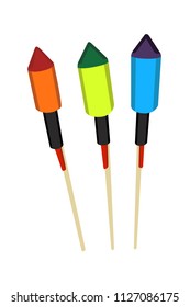 firework rocket realistic vector illustration isolated no background