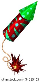 Firework rocket in red and green color illustration