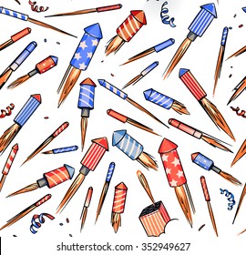 firework rocket seamless pattern