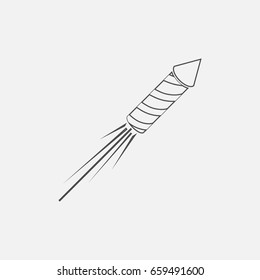 Firework rocket simple icon. Contour illustration.