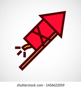 Firework Rocket. Simple Vector Color Icon 