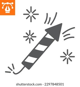 Firework rocket solid icon, glyph style icon for web site or mobile app, independence day and celebrate, firecracker vector icon, simple vector illustration, vector graphics with editable strokes.