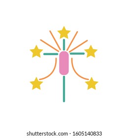firework rocket with stars flat style icon vector illustration design