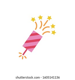 firework rocket with stars flat style icon vector illustration design
