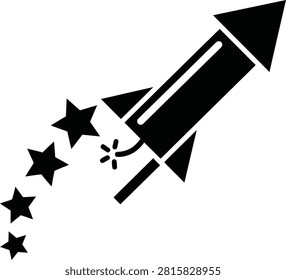 Firework rocket toy with fuse and stars for holiday fun design.