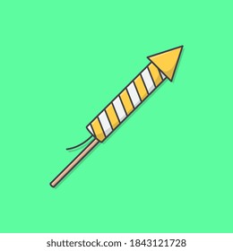 Firework Rocket Vector Icon Illustration. Flying Fireworks Rocket Flat Icon
