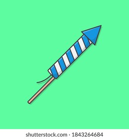 Firework Rocket Vector Icon Illustration. Flying Fireworks Rocket Flat Icon