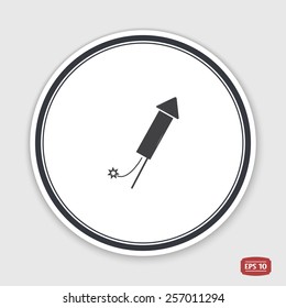 Firework rockets. Flat design style. Made in vector illustration. Emblem or label with shadow.